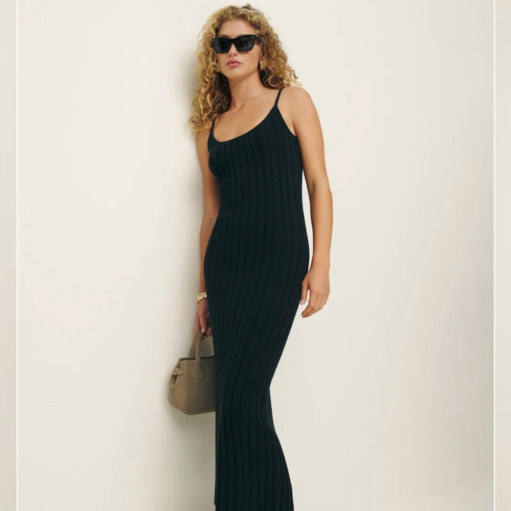 Reformation Black Ribbed Maxi Dress